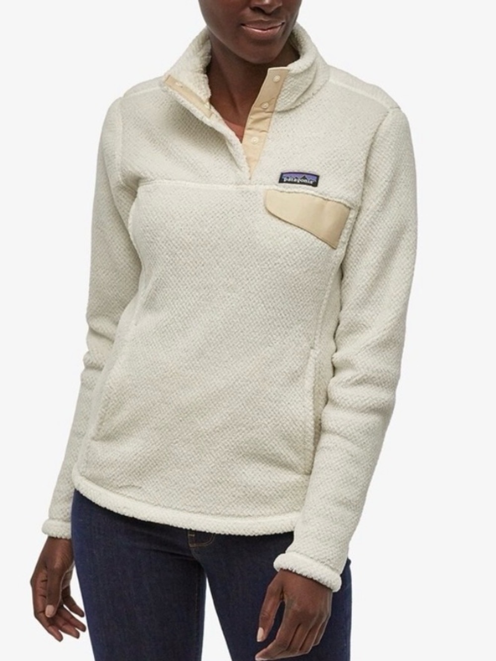 Patagonia Re-Tool Snap-T® Pullover Cream & Tan Snap-Front Women’s XS